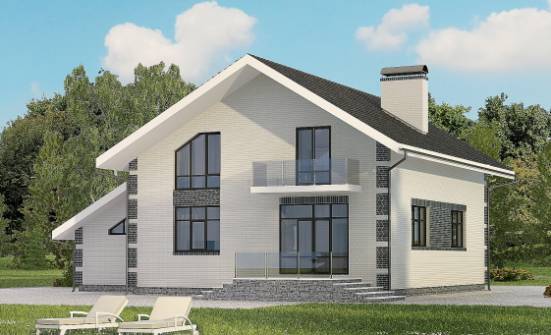 180-001-R Projekt domu dwukondygnacyjnego mansardą i garażem, kompaktowy dom z bloków betonu keramzytowego  Radom | Проекты домов от House Expert