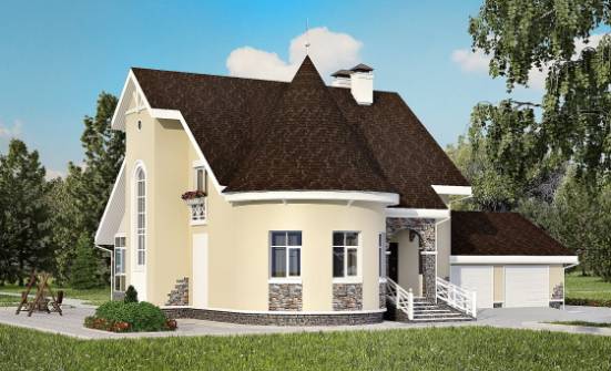 275-001-L Projekt domu dwukondygnacyjnego z mansardą i garażem, przytulny domek z cegieł -Biała | Проекты домов от House Expert