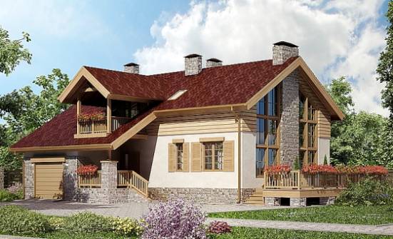 165-002-R Projekt domu dwukondygnacyjnego mansardą, garaż, budżetowy dom podmiejski z betonu drewnianego Tarnów | Проекты домов от House Expert