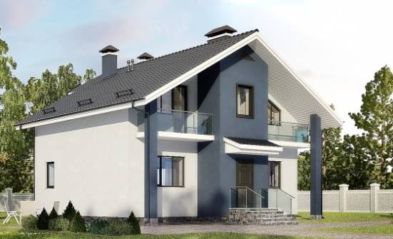 150-005-R Projekt domu dwukondygnacyjnego z mansardą, przytulny dom podmiejski z betonu drewnianego Katowice | Проекты домов от House Expert