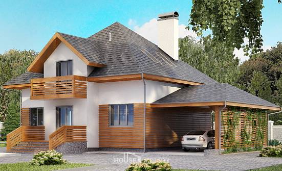 155-004-R Projekt domu dwukondygnacyjnego z mansardą i garażem, klasyczny dom podmiejski porowatych bloków Koszalin | Проекты домов от House Expert