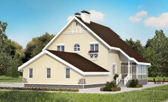 275-001-L Projekt domu dwukondygnacyjnego z mansardą i garażem, przytulny domek z cegieł -Biała | Проекты домов от House Expert