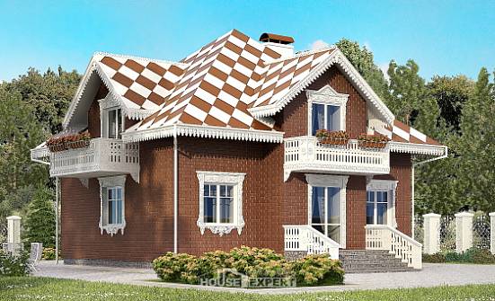 155-003-L Projekt domu dwukondygnacyjnego mansardą i garażem, niedrogi domek z brizolitu -Biała | Проекты домов от House Expert