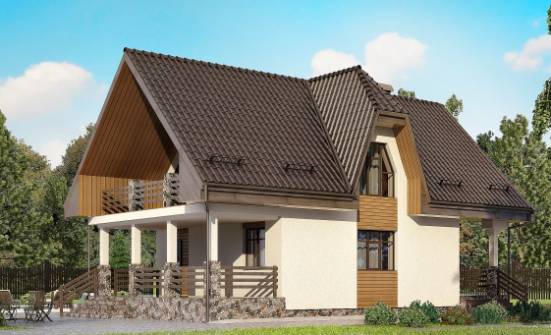 150-001-L Projekt domu dwukondygnacyjnego mansardą, garaż, kompaktowy domek wiejski porowatych bloków Olsztyn | Проекты домов от House Expert