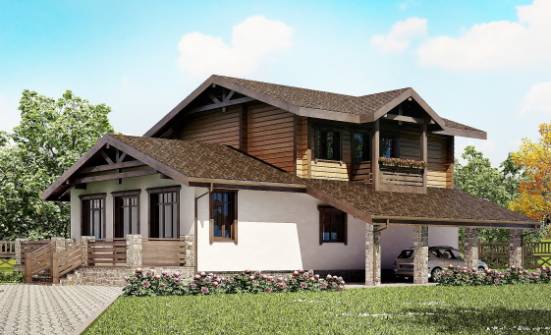 170-004-L Projekt domu dwukondygnacyjnego z mansardą, garaż, przystępny domek z gazobetonu z bali Lublin | Проекты домов от House Expert