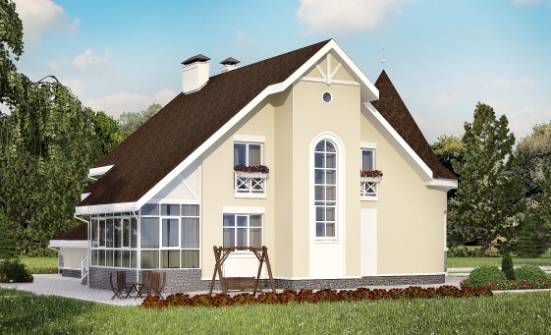 275-001-L Projekt domu dwukondygnacyjnego z mansardą i garażem, przytulny domek z cegieł -Biała | Проекты домов от House Expert