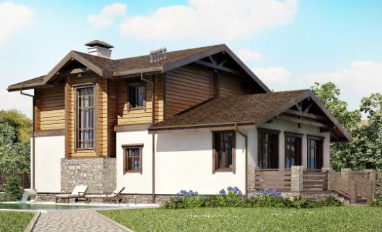 170-004-L Projekt domu dwukondygnacyjnego z mansardą, garaż, przystępny domek z gazobetonu z bali Lublin | Проекты домов от House Expert