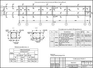 Схема монолитного ростверка (армирование). Разрез 1-1, 2-2. Спецификация на устройство фундамента