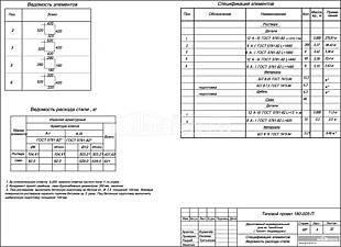 Спецификация элементов, ведомость расхода стали