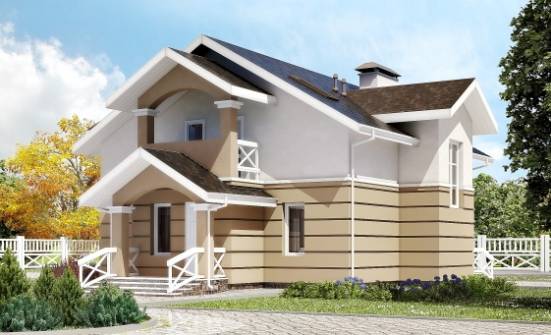 155-009-R Projekt domu dwukondygnacyjnego z pięterkiem mansardowym, nieduży domek wiejski z gazobetonu Góra | Проекты домов от House Expert