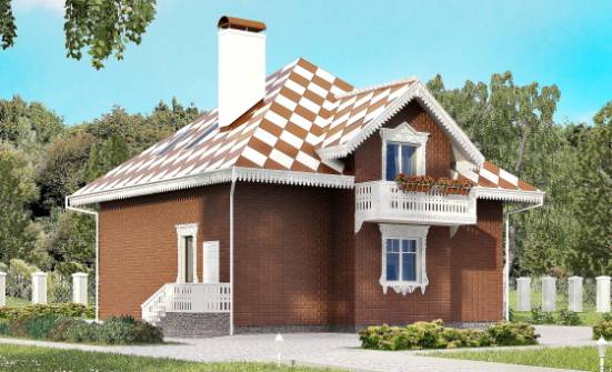 155-003-L Projekt domu dwukondygnacyjnego mansardą i garażem, niedrogi domek z brizolitu -Biała | Проекты домов от House Expert