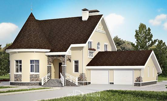 275-001-L Projekt domu dwukondygnacyjnego z mansardą i garażem, przytulny domek z cegieł -Biała | Проекты домов от House Expert